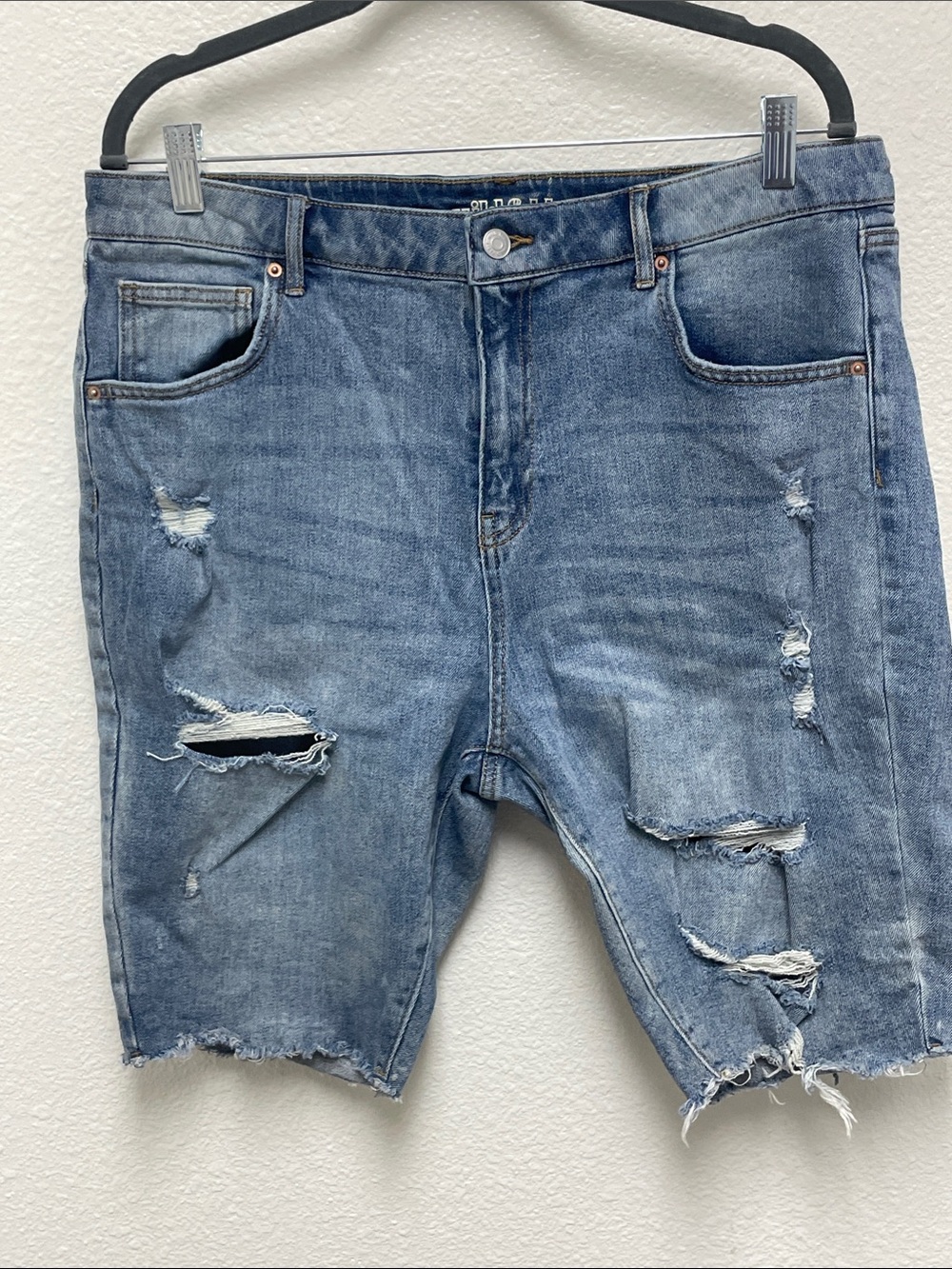 wild fable Distressed Light Blue Denim Jean High Rise Biker Shorts